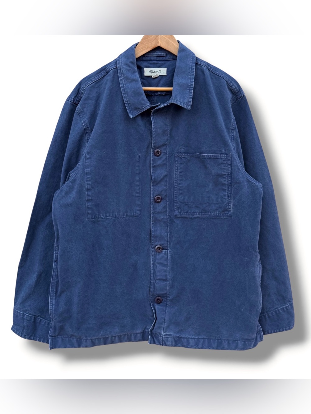 Madewell Men’s Garment Dyed Chore Overshirt Blue Size XL Canvas Heavyweight
